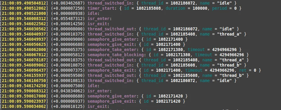 Sample trace output