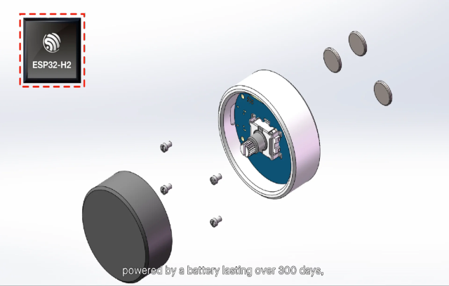 ESP-Knob exploded view with batteries