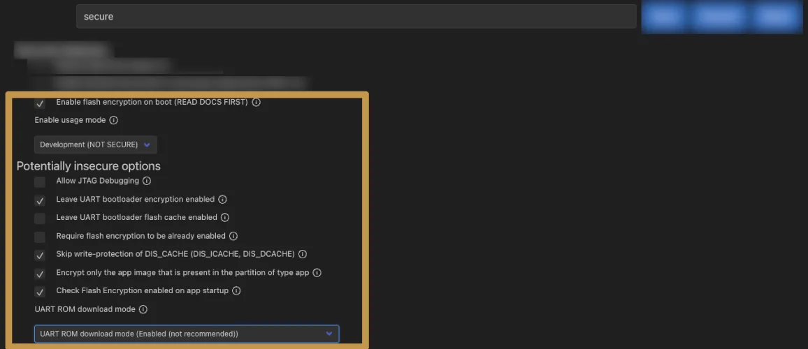 Flash encryption options
