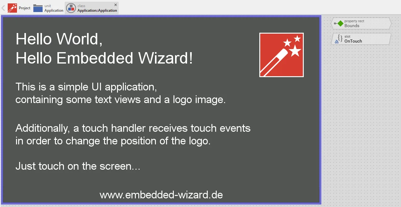 Screenshot from Embedded Wizard Studio.