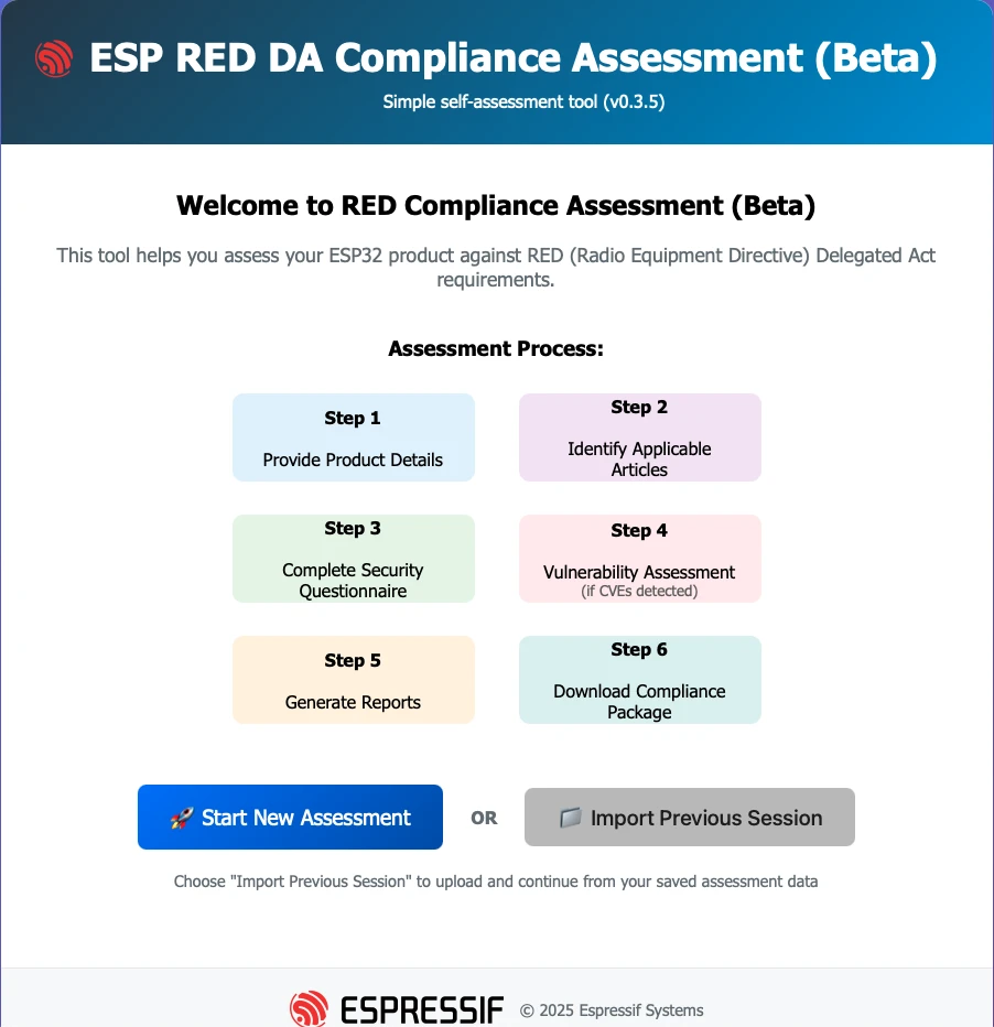 RED DA Assessment Tool Home Page